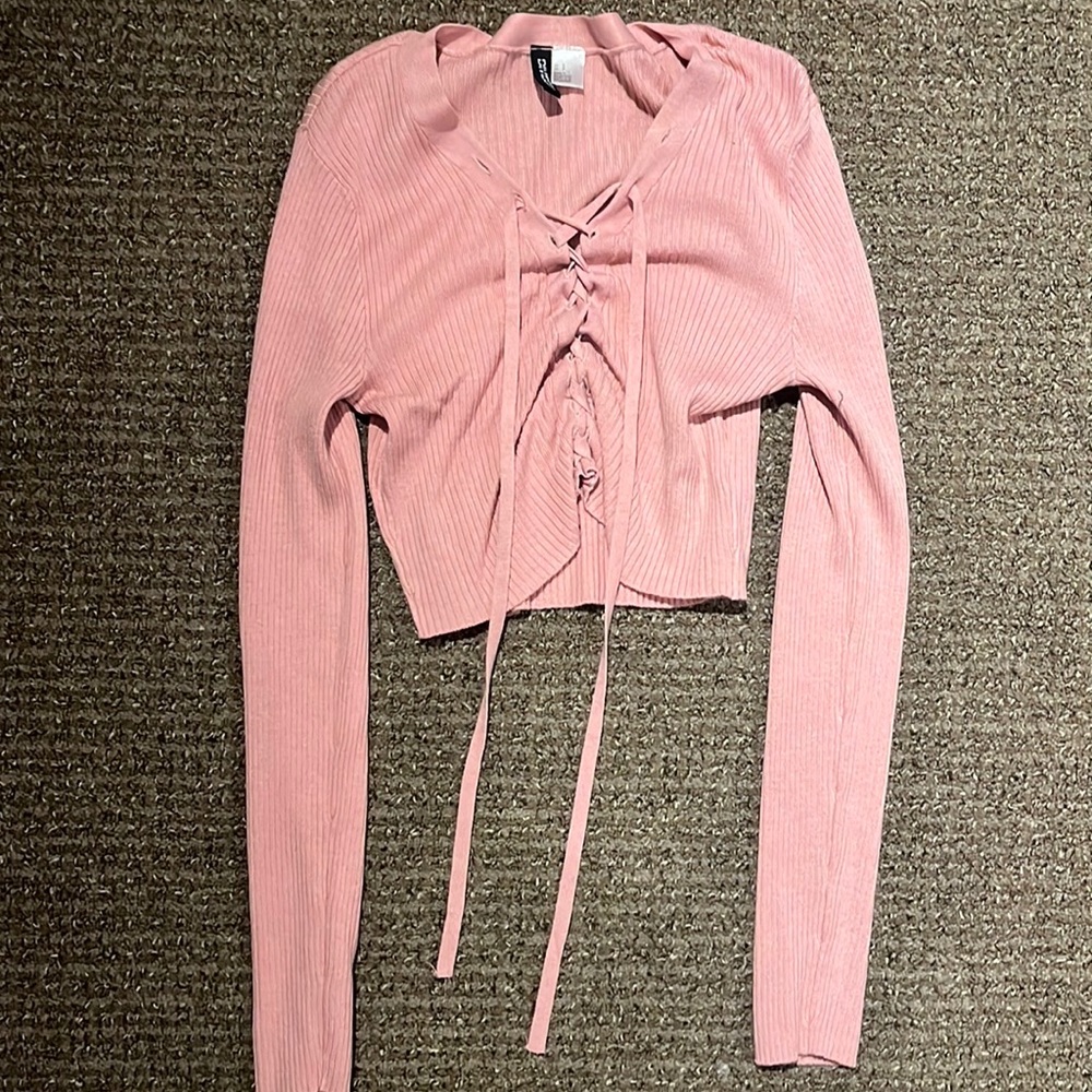 Pink Long Sleeve Crop Top
